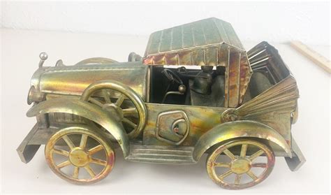 Vtg Copper Tin Metal Ford Model T WIND UP MUSIC BOX 